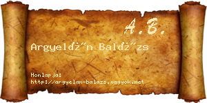 Argyelán Balázs névjegykártya
