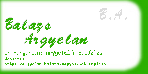 balazs argyelan business card